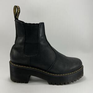 Dr. Doc Martens Rometty Black Leather Platform Chelsea Ankle Boots Womens Size 6